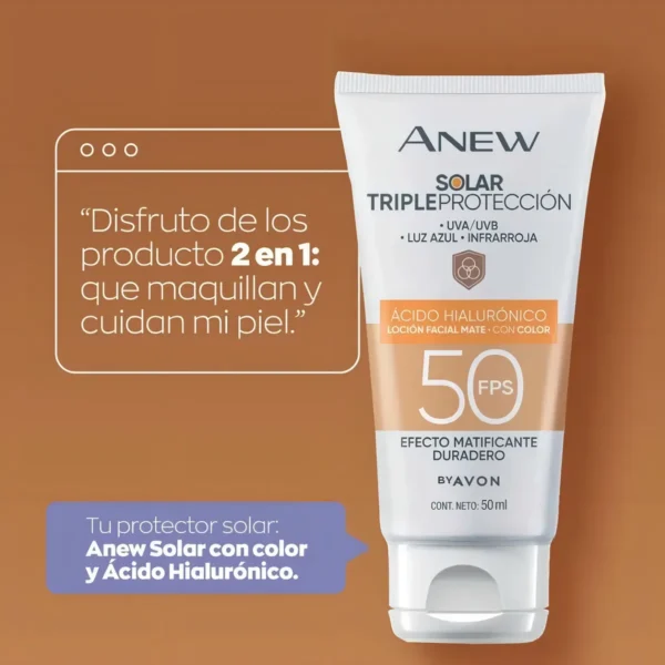 100055 Triple Protección Loción Facial Mate Con Color FPS 50- 50ml