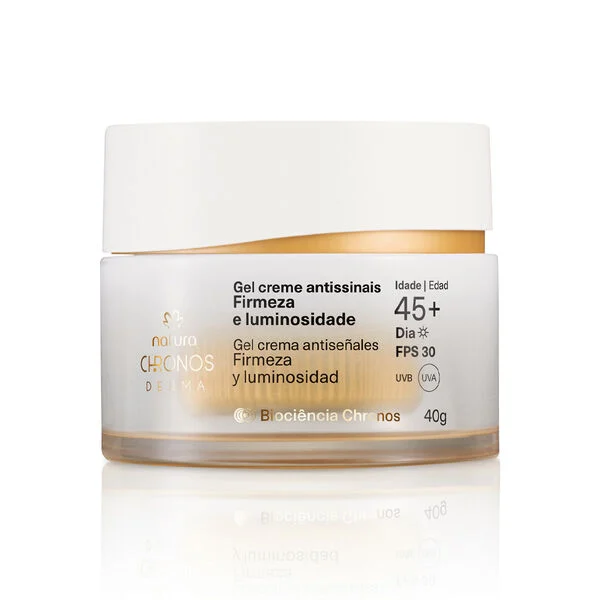 Gel crema antiseñales​ firmeza y luminosidad 45+ día Chronos Derma - 40g